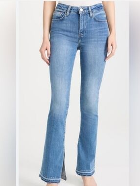 FRAME Le Mini Boot Light Blue Wavey Jeans High Waist Slit Sides Size 32